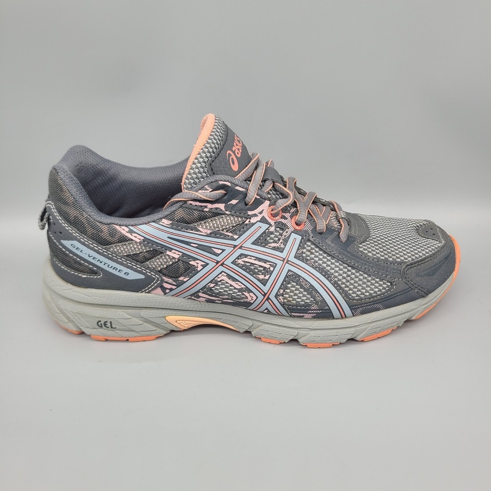 Asics Gel Venture 6 Shoes Womens Running Gray Pink Athletic Trainer Sneakers